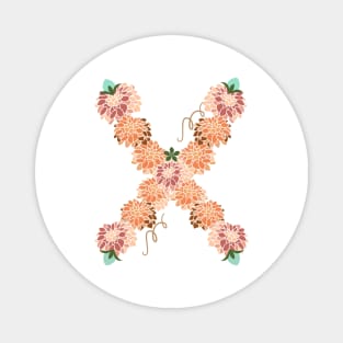 Letter X Floral Magnet